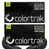 Colortrak Black Vinyl Gloves, Disposable Latex-Free & Powder-Free Hair Color Gloves for Chemical Processing & Salon Services, 200 Count (2 Boxes)