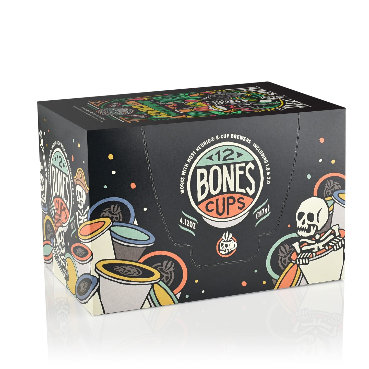Bones Coffee Company Flavored Coffee Bones Cups Jamaican Me Crazy Flavored Pods | 12ct Single-Serve Coffee Pods Compatible with Keurig 1.0 & 2.0