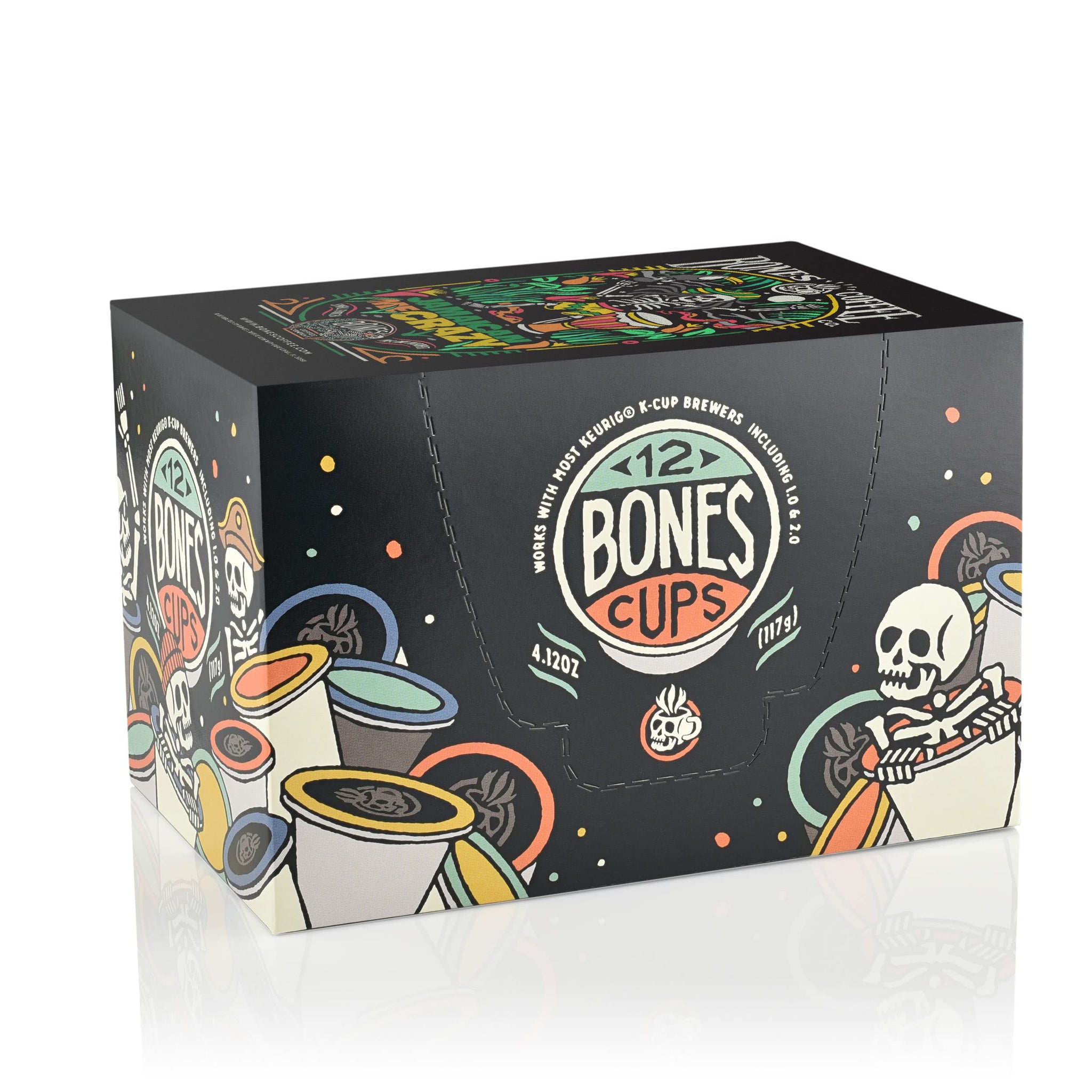 Bones Coffee Company Flavored Coffee Bones Cups Jamaican Me Crazy Flavored Pods | 12ct Single-Serve Coffee Pods Compatible with Keurig 1.0 & 2.0