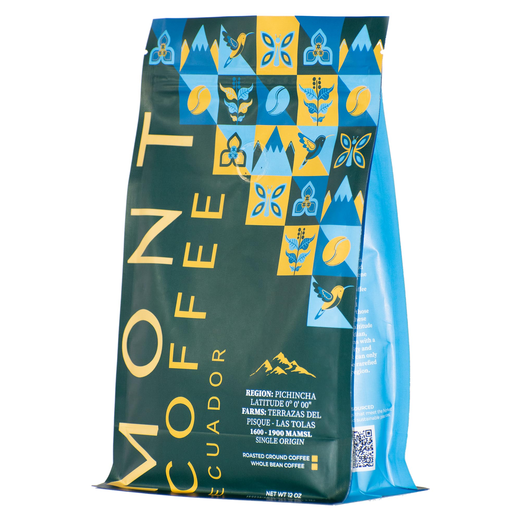 Mont Coffee Ecuador Single Origin Pichincha - 100% Arabica Whole Bean Coffee, Terrazas del Pisque Farm, Middle of the World Volcanic Terroir, Medium