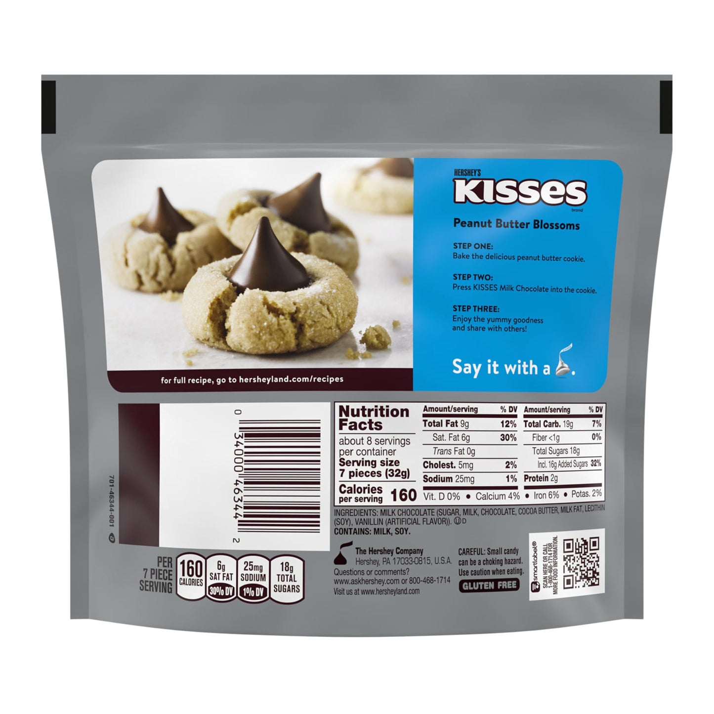 Hershey's Kisses, Milk Chocolate Candy Share Pack, 9.5 Ounce