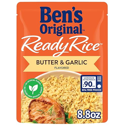 BEN'S ORIGINAL Ready Rice Butter and Garlic Flavored Rice, Easy Dinner Side, 8.8 oz Pouch