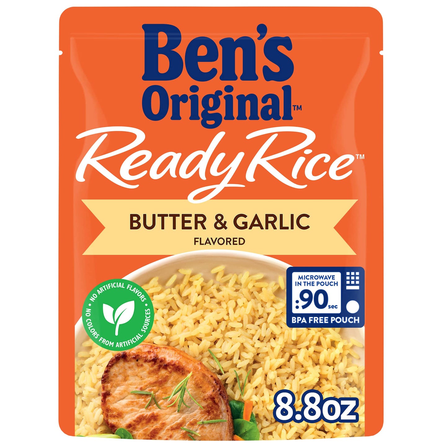 BEN'S ORIGINAL Ready Rice Butter and Garlic Flavored Rice, Easy Dinner Side, 8.8 oz Pouch