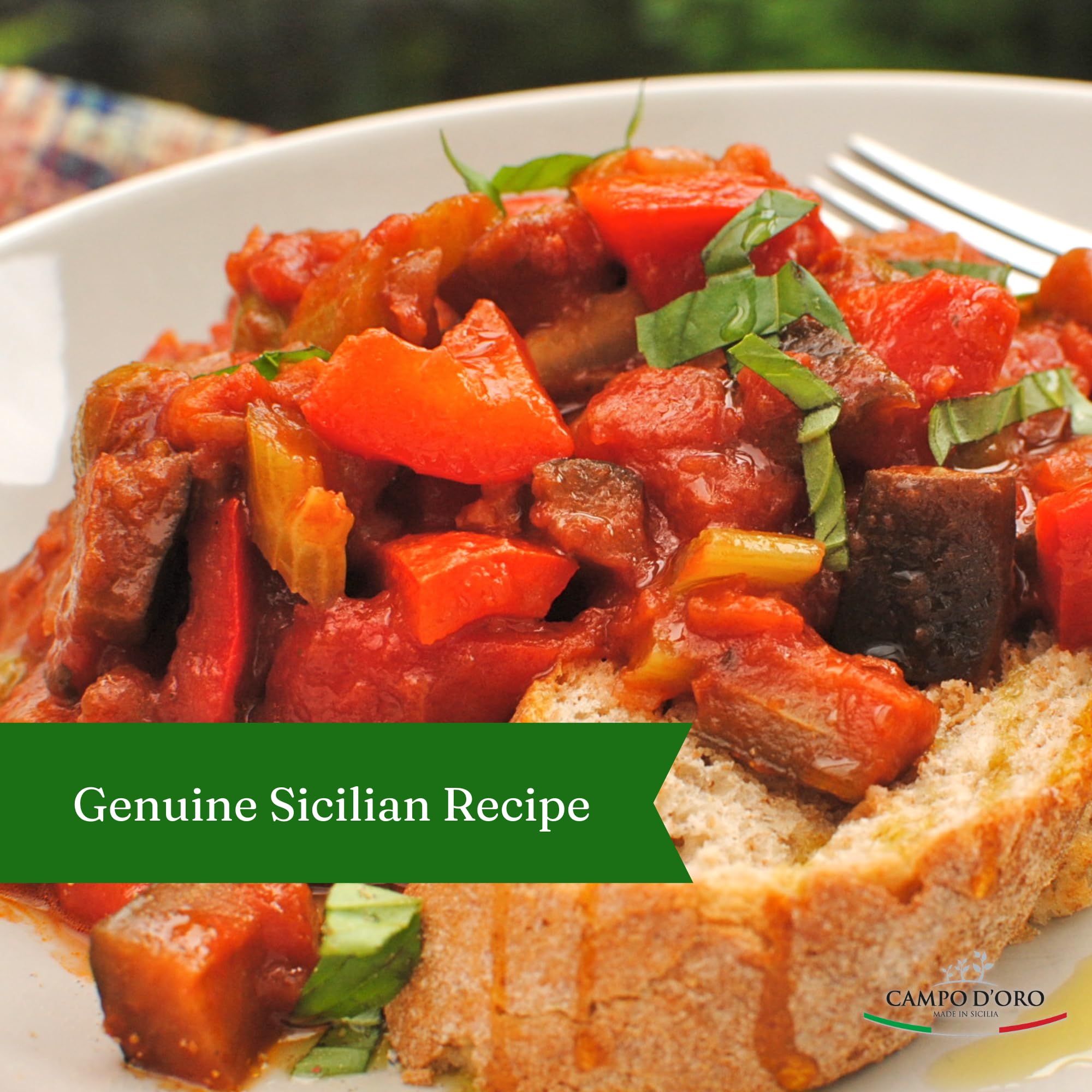 Sicilian Eggplant Caponata, Appetizer, Big Jar 34.5 oz, Sicilian recipe for Antipasto, side dish or pasta with Eggplant, Tomato, Onion, Celery, Olives