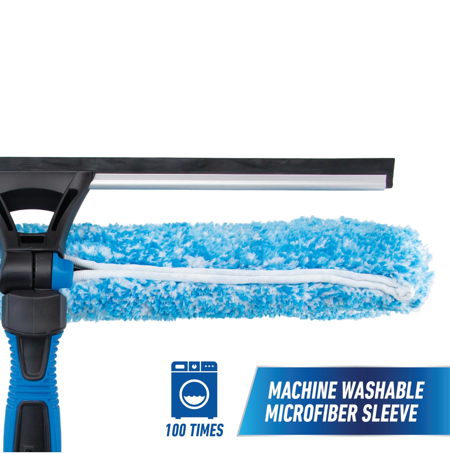 Unger Professional Connect and Clean 18” Proflex 2-in-1 Squeegee and Scrubber, High Access Window Cleaning Tool with Pivoting Head, Commercial