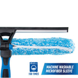 Unger Professional Connect and Clean 18” Proflex 2-in-1 Squeegee and Scrubber, High Access Window Cleaning Tool with Pivoting Head, Commercial