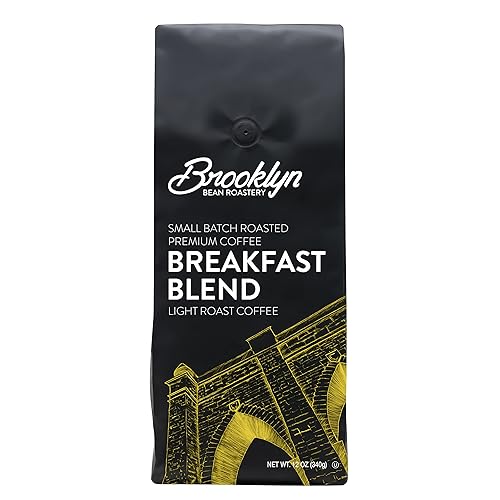 Brooklyn Beans Breakfast Blend 100% Arabica Craft Roasted Ground Coffee, Light Roast, 12 Ounce Bag