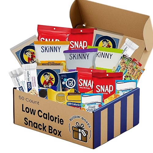 Low Calorie Snacks Variety Pack with 100 Calorie Snacks - Healthy Snacks for Adults and Kids - 50 Count Bulk Snack Box Assembled by Bussin Boxes