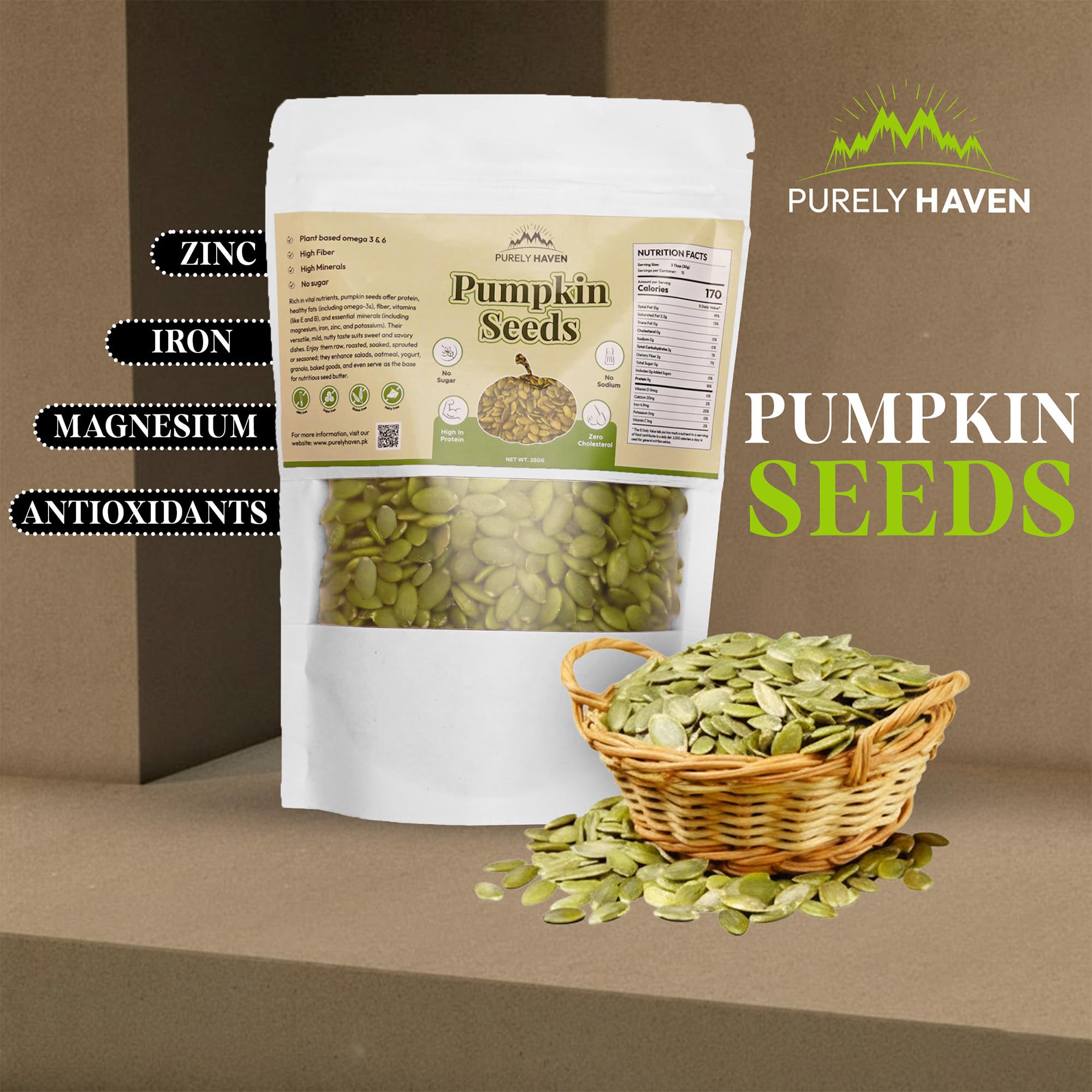 Organic Raw Pumpkin Seeds (Pepitas) - 100% Natural Pumpkin Seeds to Eat, High in Protein, Zinc & Magnesium - Vegan, Keto Friendly Superfood Snack