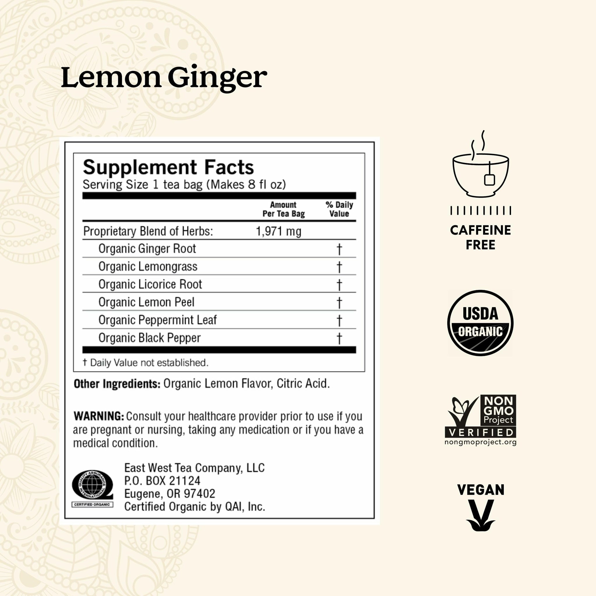 Yogi Tea Lemon Ginger Tea - 16 Bags per Pack (6 Packs) - Organic Ginger Root Tea to Support Healthy Digestion - Includes Lemongrass, Lemon Flavor