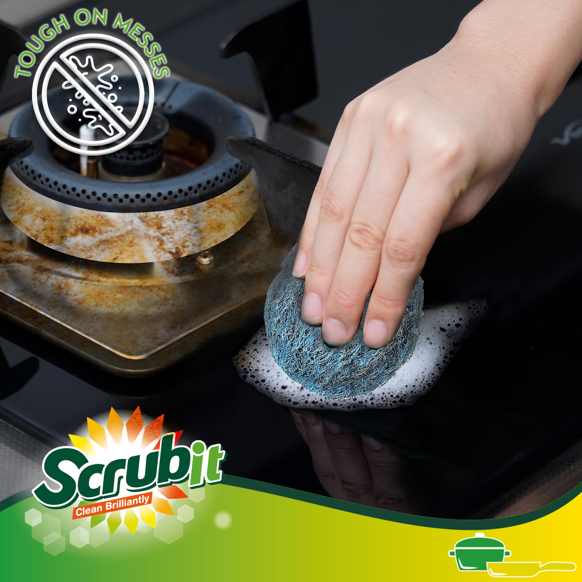 SCRUBIT 20 PK Steel Wool Soap Pads - [Updated Not-Kosher!] - Metal Scouring Cleaning Pads for Dishes, Pots and Ovens - Pre-Soaped scrubbing Pads