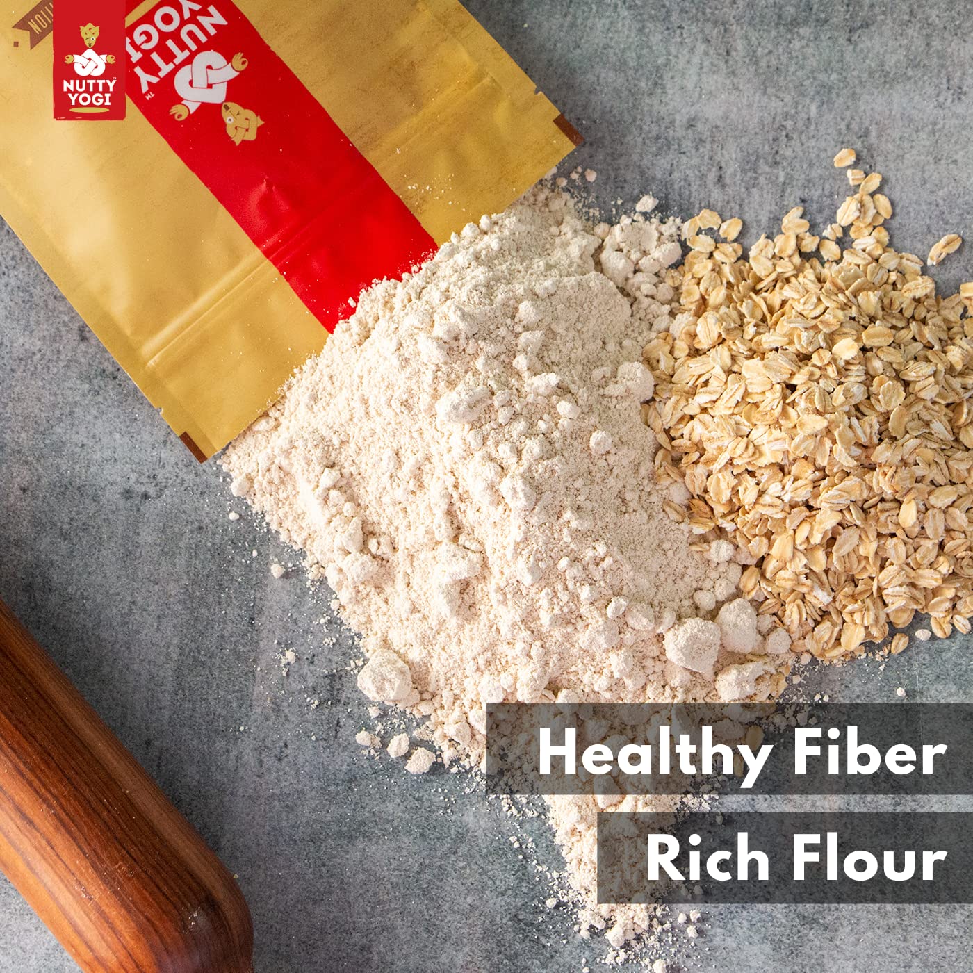 Nutty Yogi Gluten Free Oats Flour (Atta) Gluten Free, Freshly Milled In Small Batches, Protein Rich, High Fibre, No Maida, Breakfast Cereal Natural