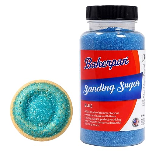 Bakerpan Blue Sanding Sugar for Baking & Cookie Decorating - 5 Ounce Edible Blue Sugar Sprinkles for Cookies, Cakes, Cocktails (Made In USA)