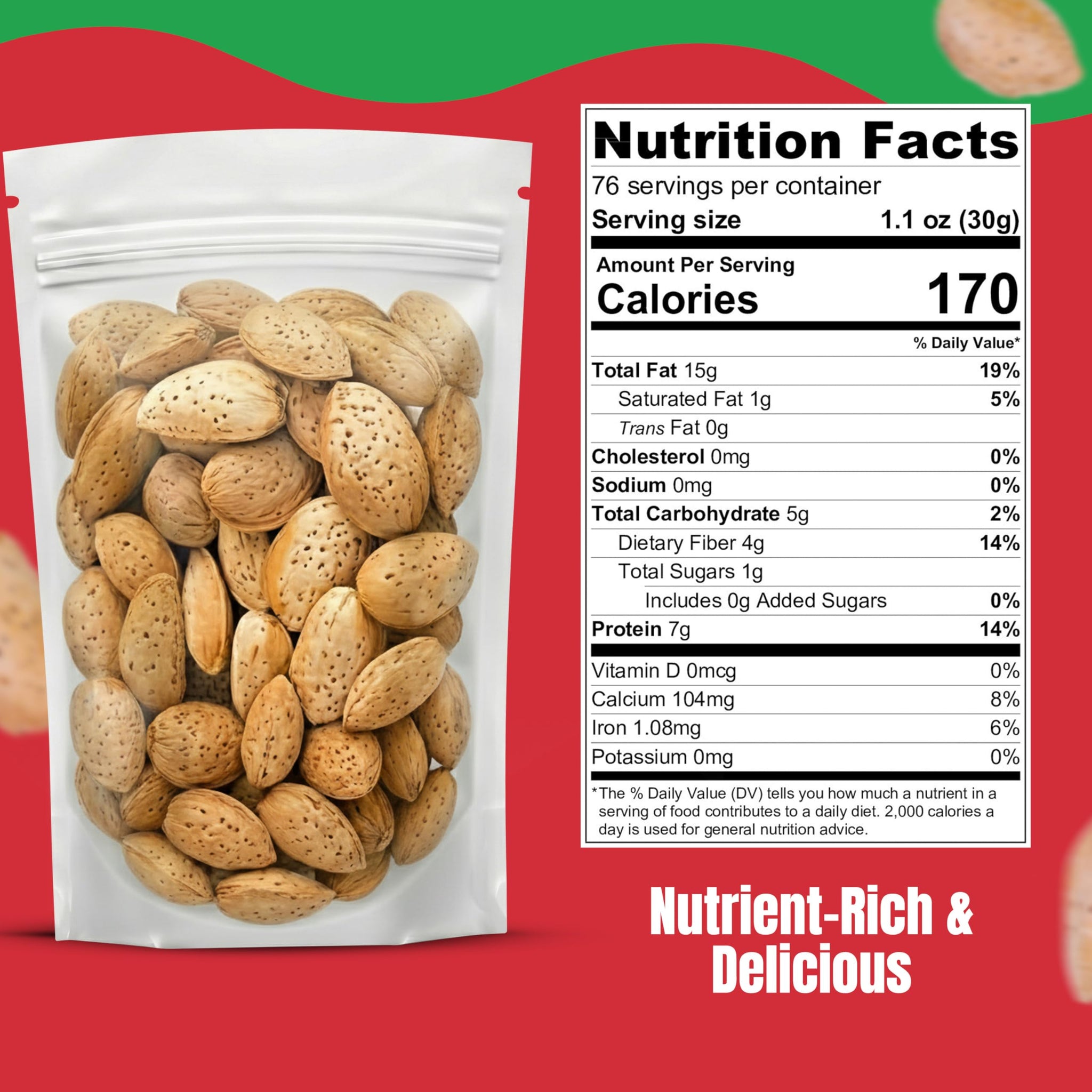Jumbo California Almonds In Shell - 5 lbs (80oz) Premium Quality Kosher Raw Almonds By We Got Nuts - Natural & Healthy Rich Flavor Snack - Whole