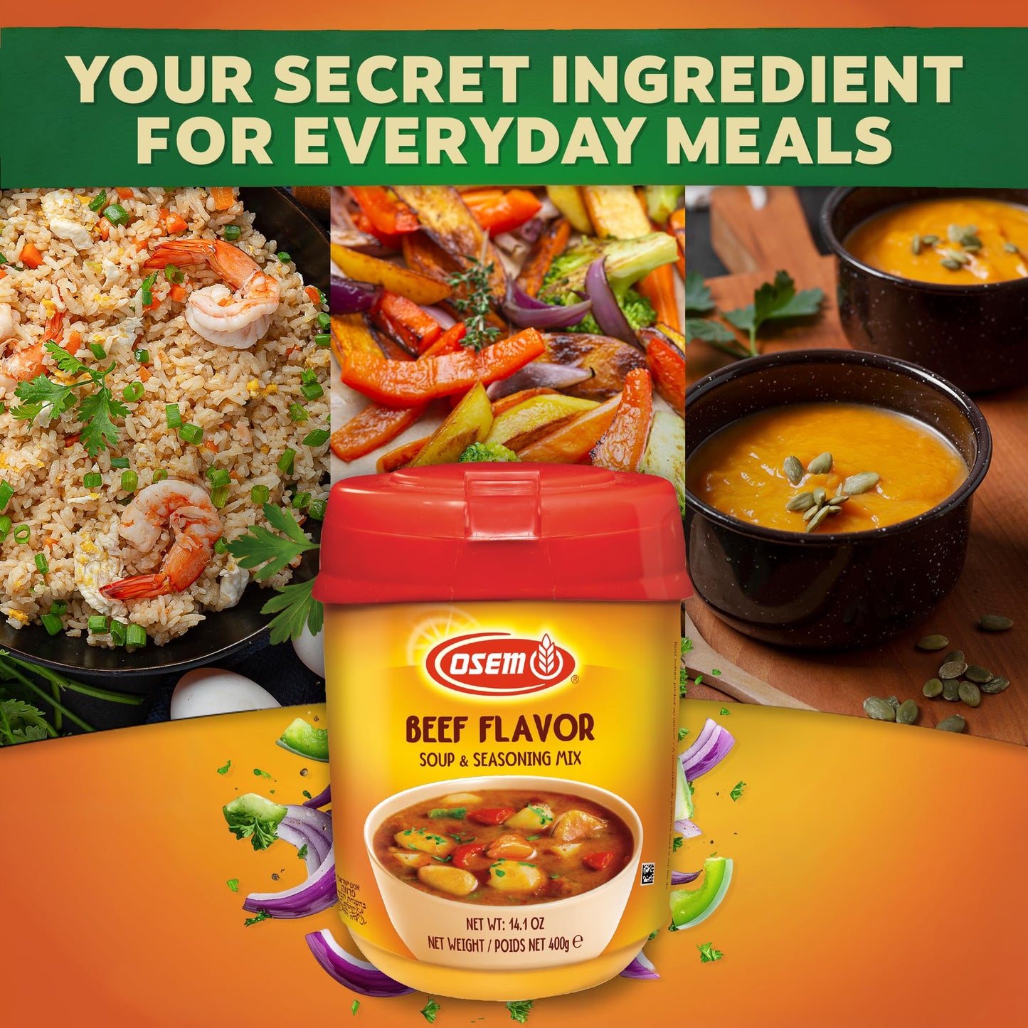 Osem Beef Flavored Soup & Seasoning Mix - Powder Broth Base, Perfect for Soups, Sauces, Stews, Rice, Gravy, and More , Rich Savory Flavor Enhancer