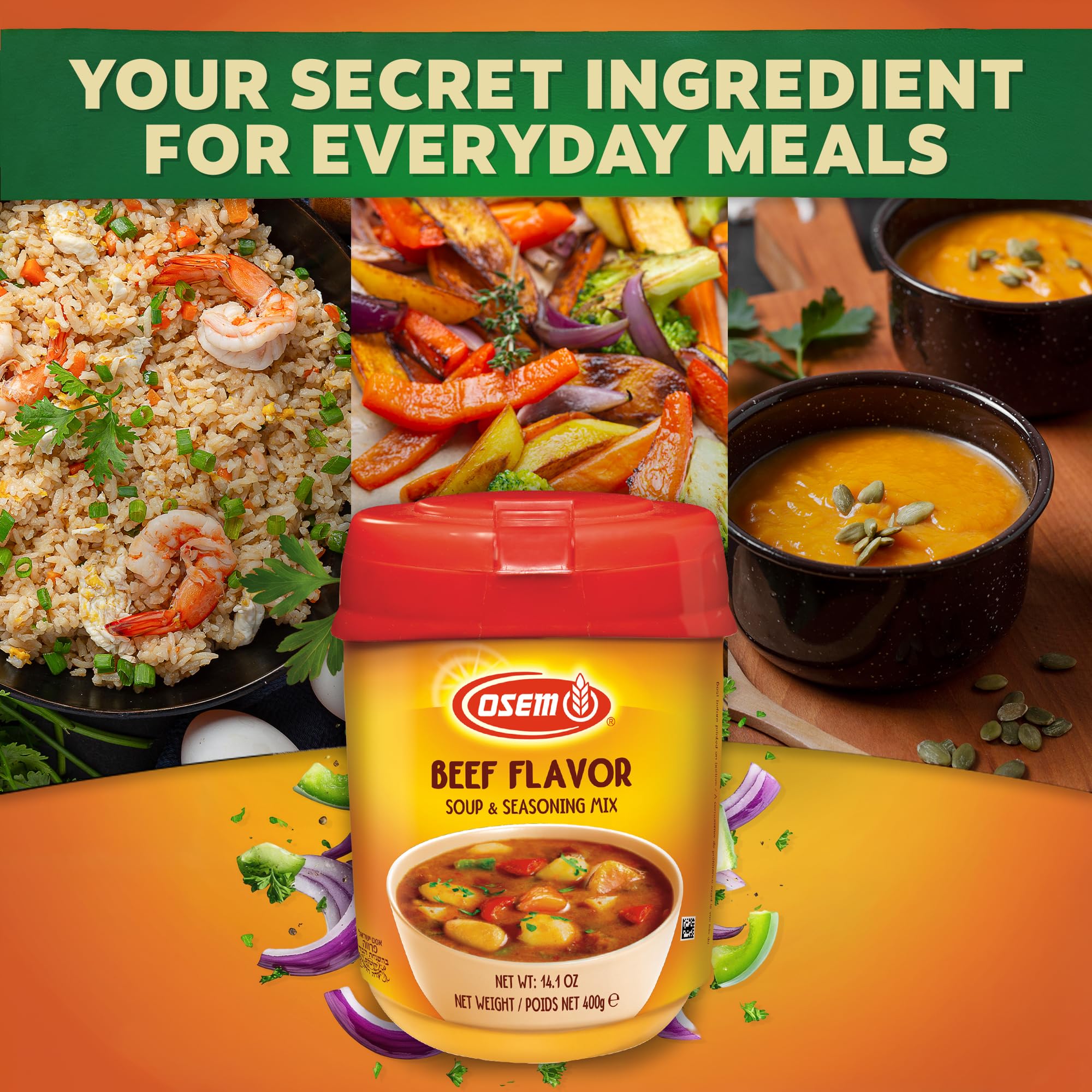 Osem Beef Flavored Soup & Seasoning Mix - Powder Broth Base, Perfect for Soups, Sauces, Stews, Rice, Gravy, and More , Rich Savory Flavor Enhancer