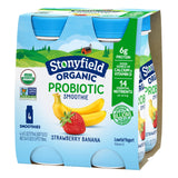 Stonyfield Farm Strawberry Banana Probiotic Smoothie, 6 Fl Oz, 4 Pack
