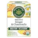 Traditional Medicinals Tea, Organic Ginger & Chamomile - Occasional Nausea & Indigestion Relief - Kosher, Non-GMO, Caffeine-Free - 16 Tea Bags