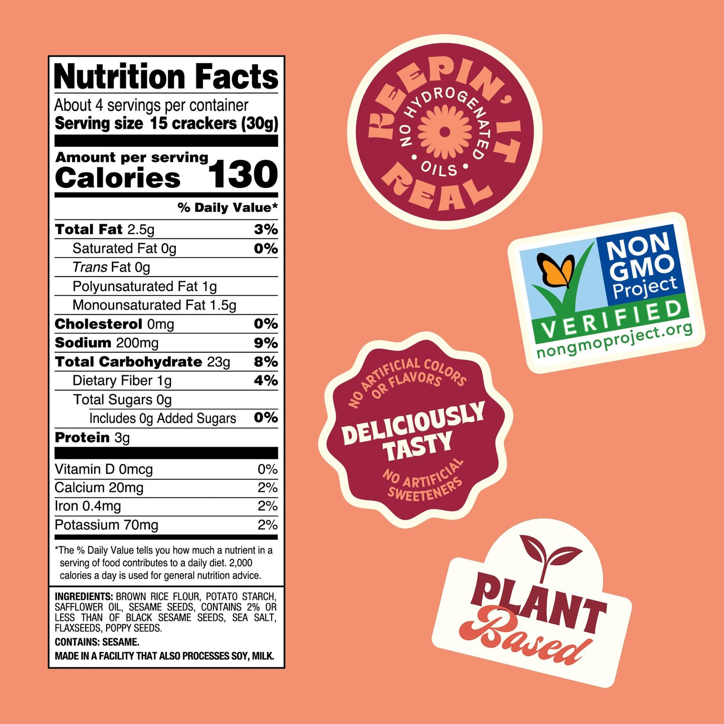 Back to Nature Gluten Free Crackers, Non-GMO Multi-Seed Rice Thins, 4 Ounce