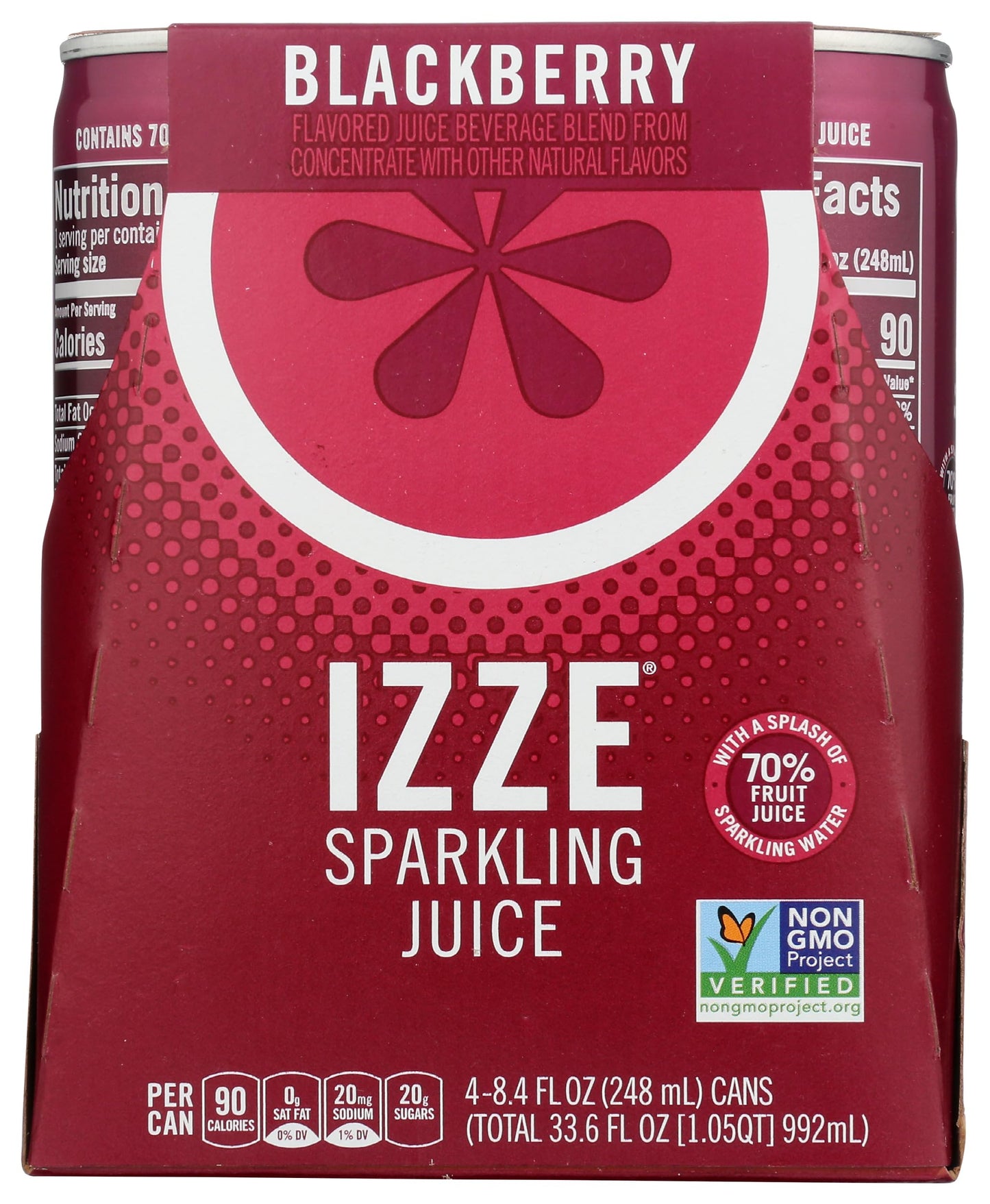IZZE Sparkling Juice, Blackberry, 8.4 oz Cans, 4 Count
