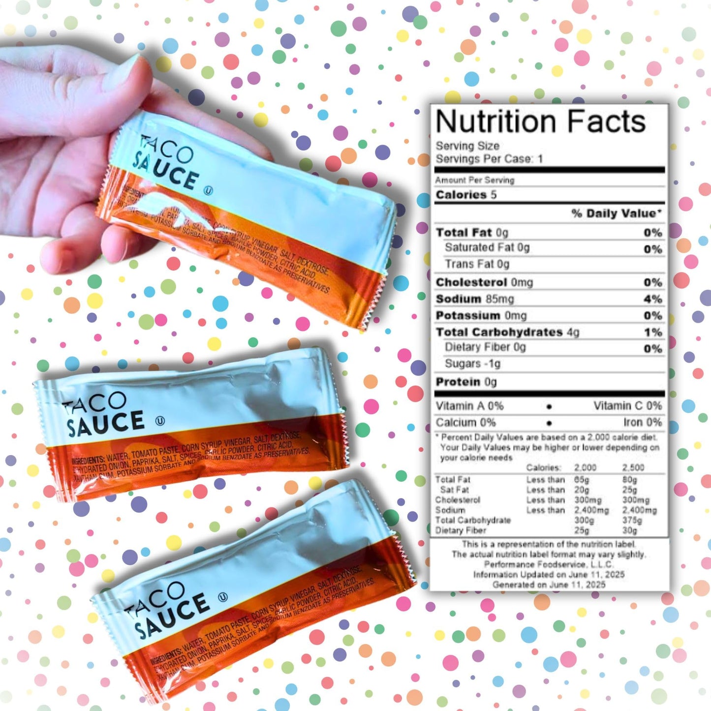 Flavorsmith Taco Sauce Packets - 50 Count (9g Each) with Spreader in Resealable Slide Seal Bag - Packaged by CMC Products