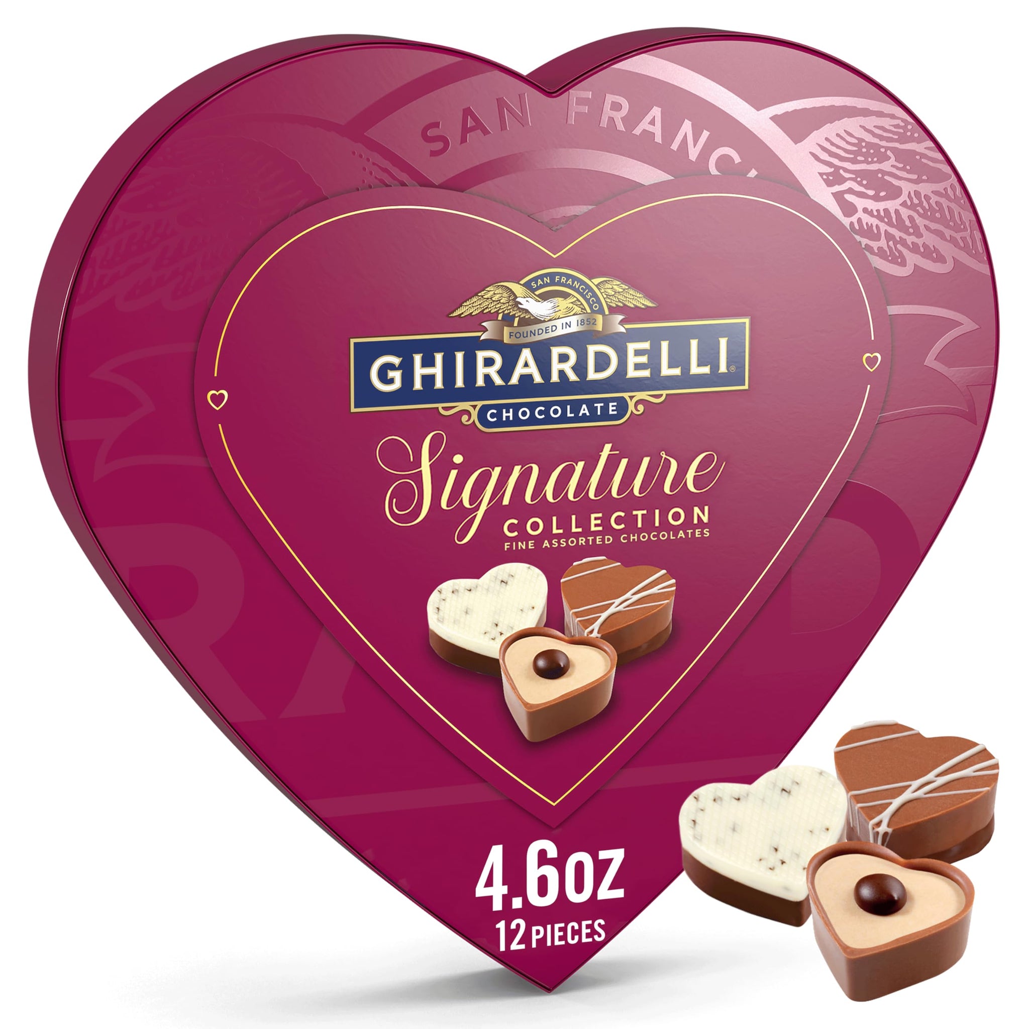 GHIRARDELLI Valentine’s Day Signature Praline Collection, 4.6 oz - Assorted Chocolate Pralines Gift Box