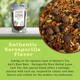 Nelson's Tea A&J's Root Beer - Cut & Sifted Sarsaparilla Root Tea Loose Leaf - Caffeine Free, Harmonious Herbal Blend of Burdock, Birch Bark