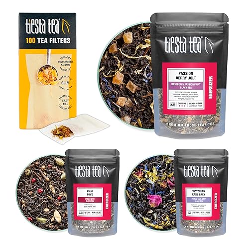 Tiesta Tea - Black Tea Starter Kit, Loose Leaf, Premium Black Gift Set, High Caffeinated, Make Hot or Iced, Variety Pack with 3 Samplers & 100