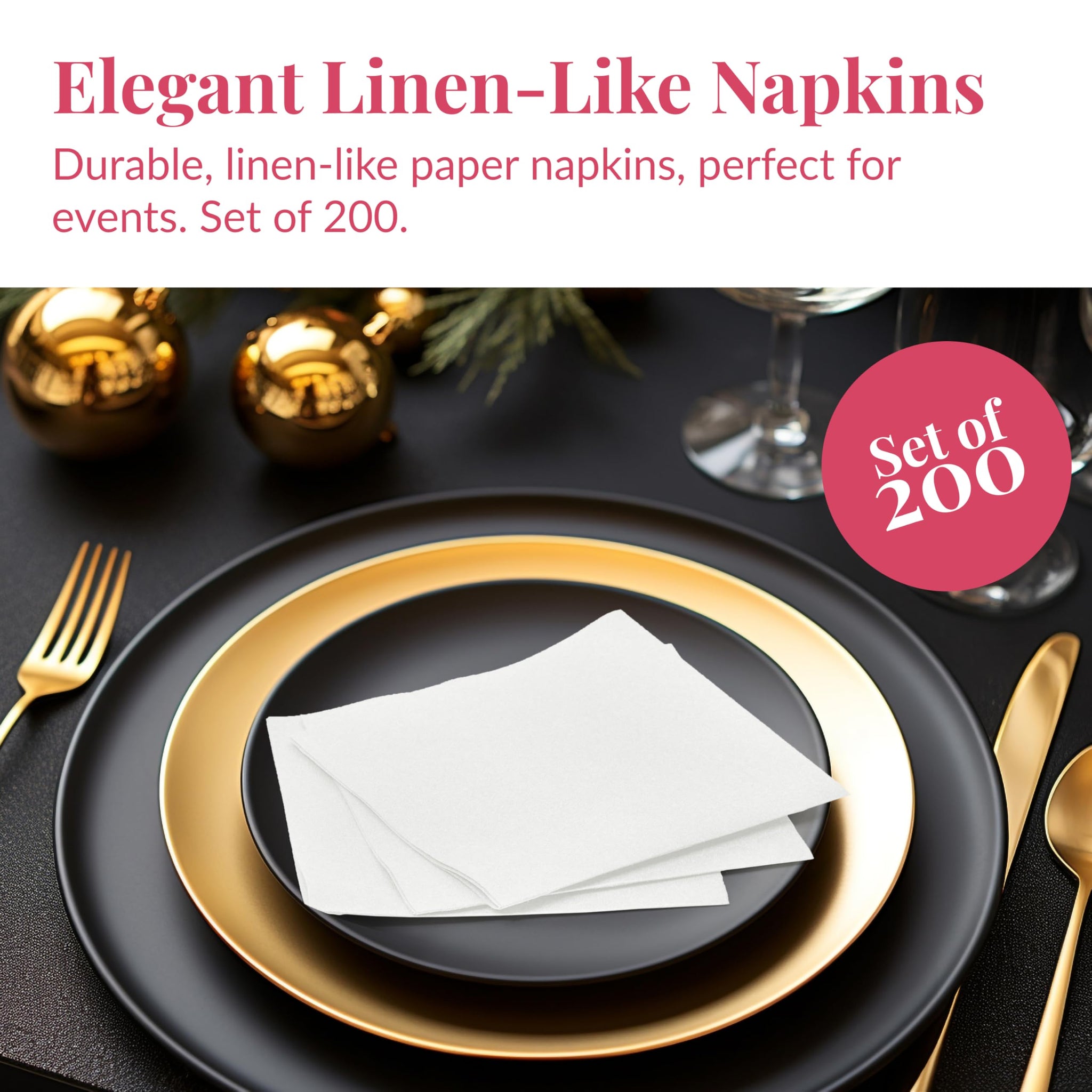 Prestee Linen Feel Guest Towels - Paper Hand Towels - Cocktail Napkins - 5inch Folded / 9.5inch Unfolded - 200 count - Soft and Absorbent Disposable