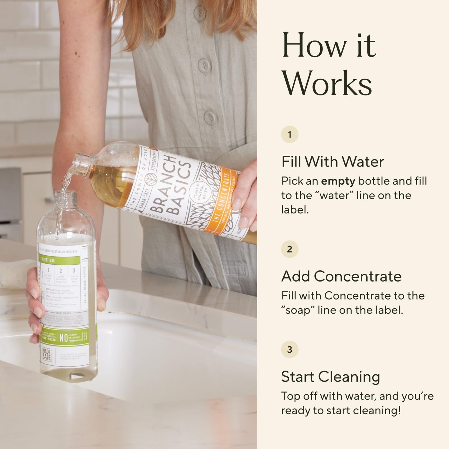Branch Basics Ultimate Starter Kit: Natural All Purpose Cleaner, Glass, Bathroom, Foaming Hand Wash (4 Plastic Bottles + Concentrate + Oxygen Boost)