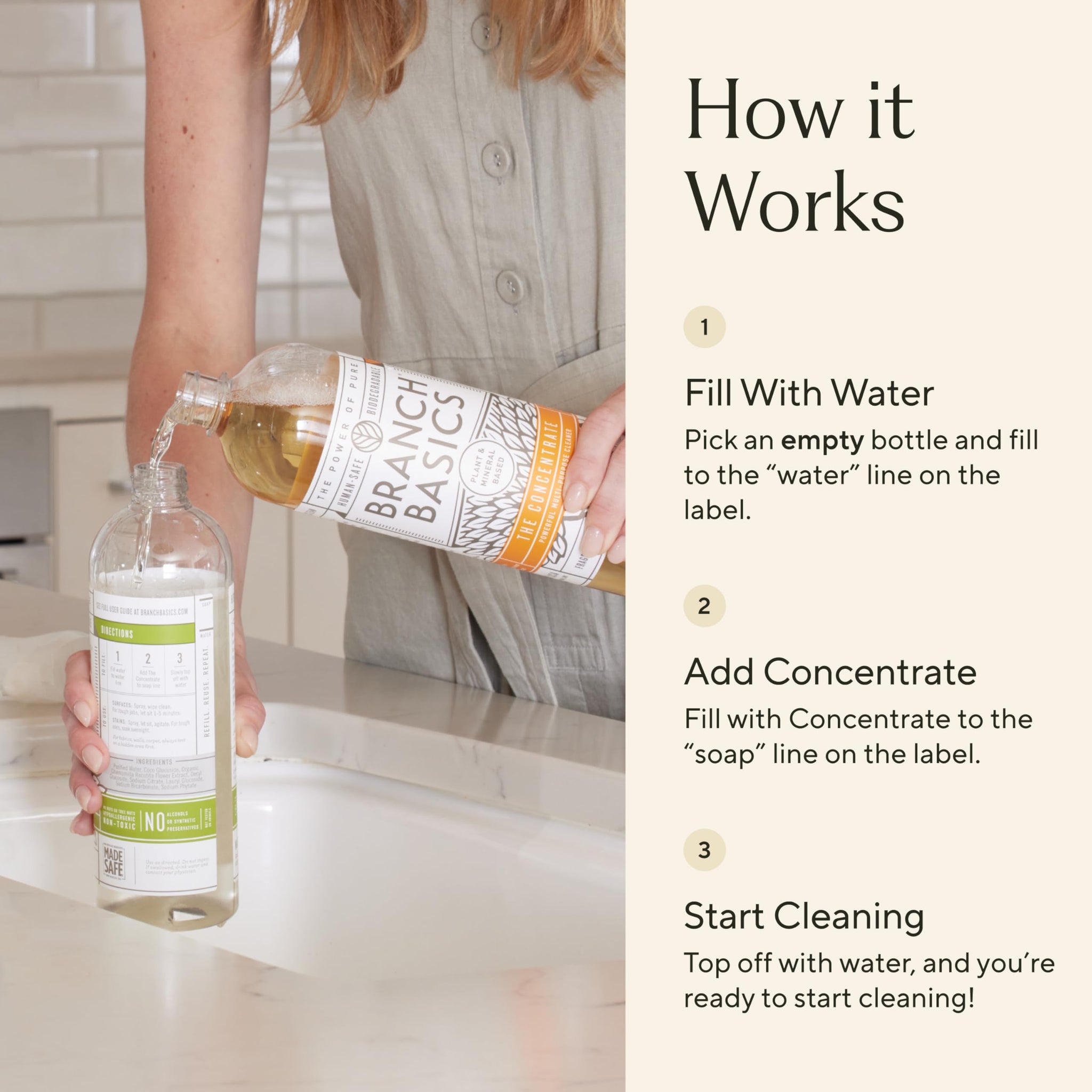 Branch Basics Ultimate Starter Kit: Natural All Purpose Cleaner, Glass, Bathroom, Foaming Hand Wash (4 Plastic Bottles + Concentrate + Oxygen Boost)