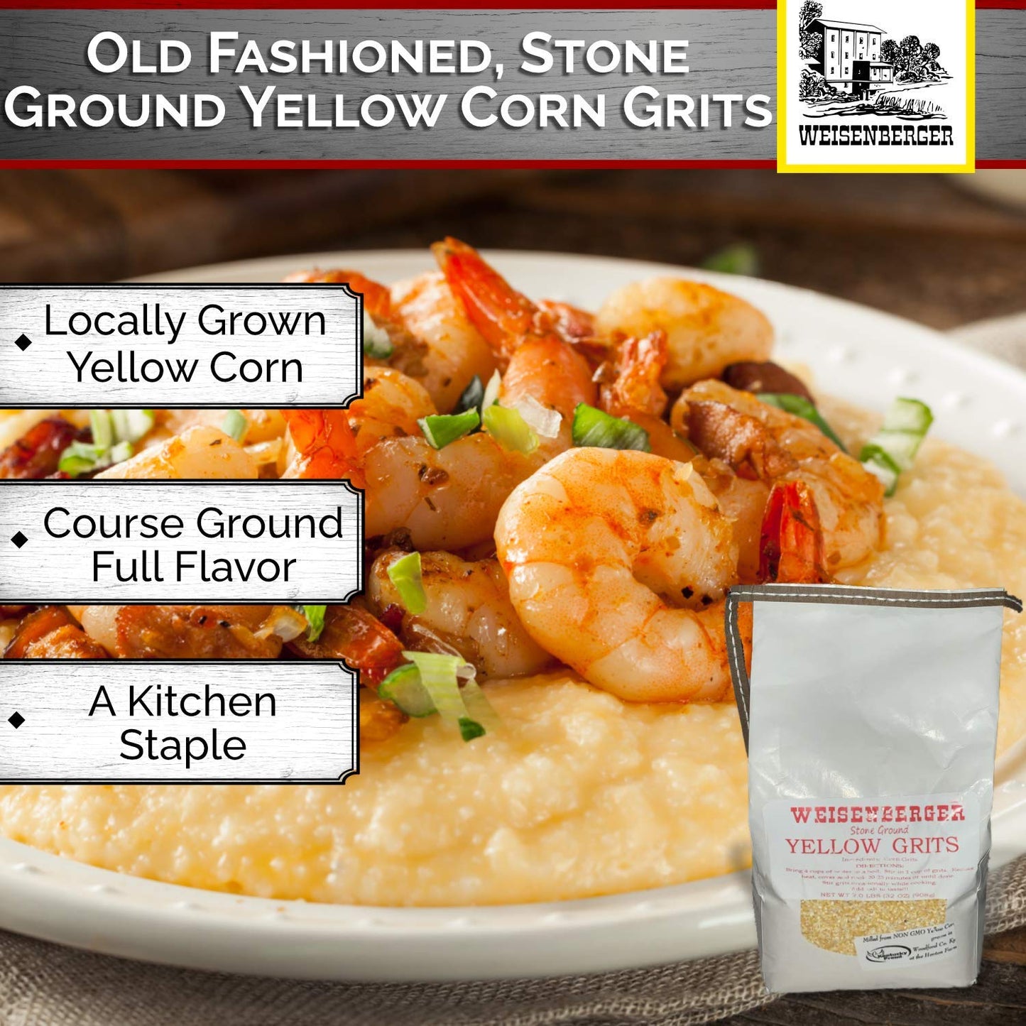 Weisenberger Stone Ground Yellow Grits, 2 lb