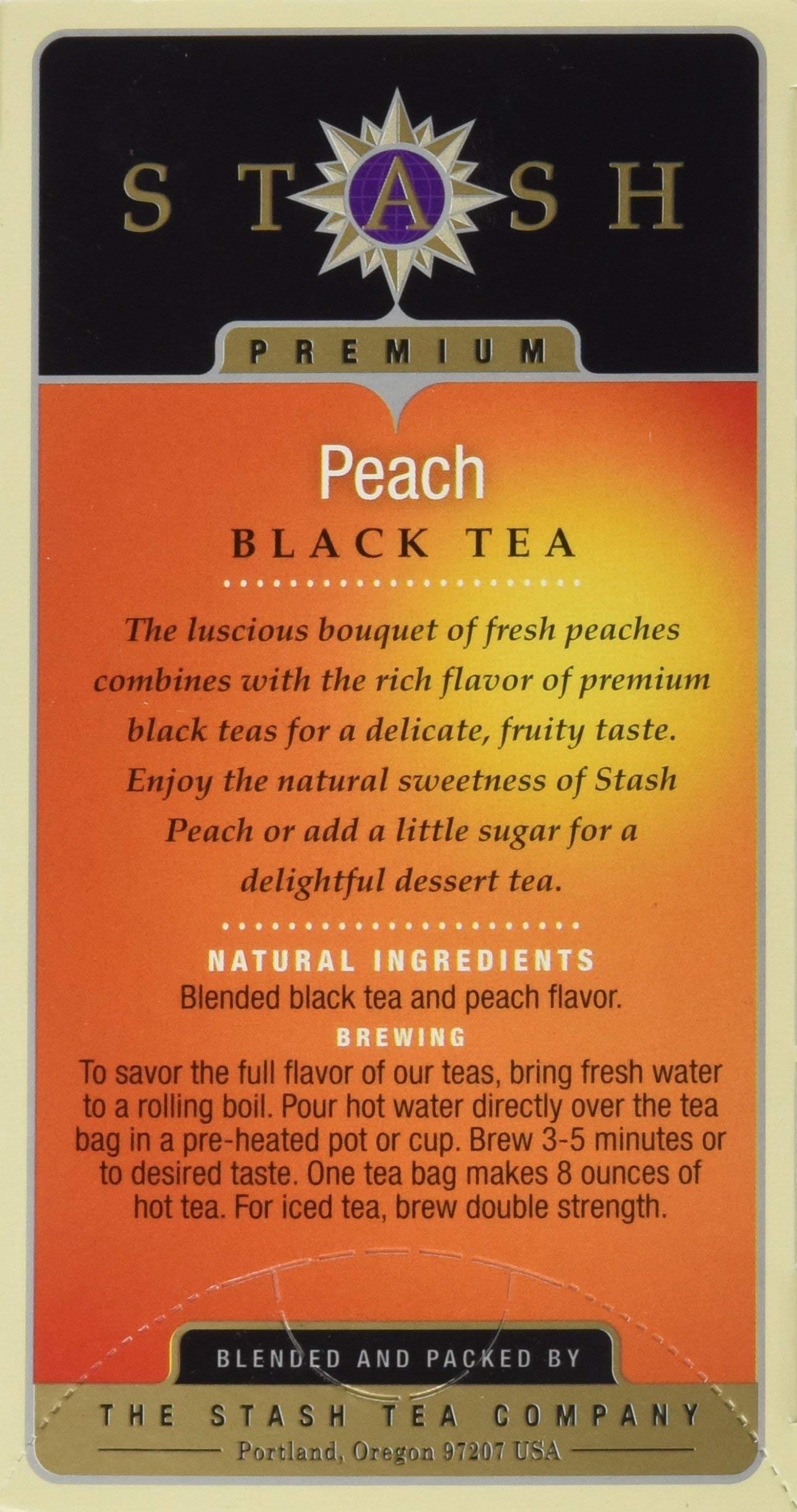 Stash Tea Black Tea Peach, 20 Count
