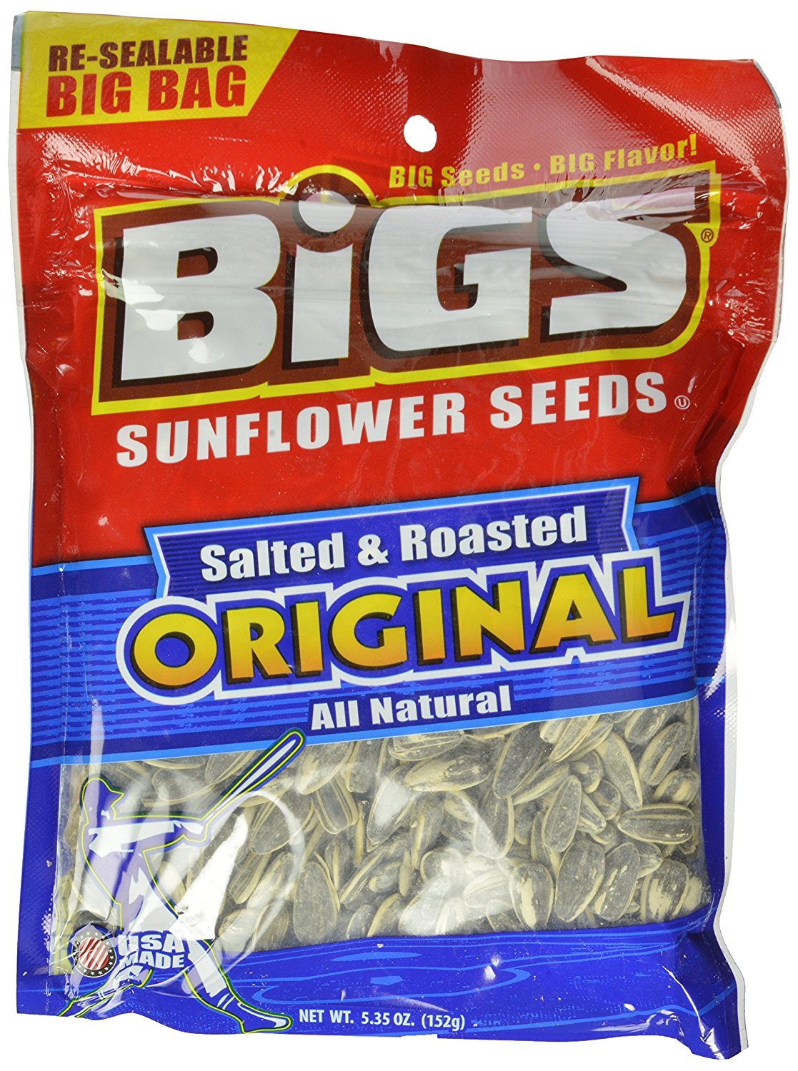 BIGS Original Salted & Roasted Sunflower Seeds, 5.35 Ounce (Pack of 8)
