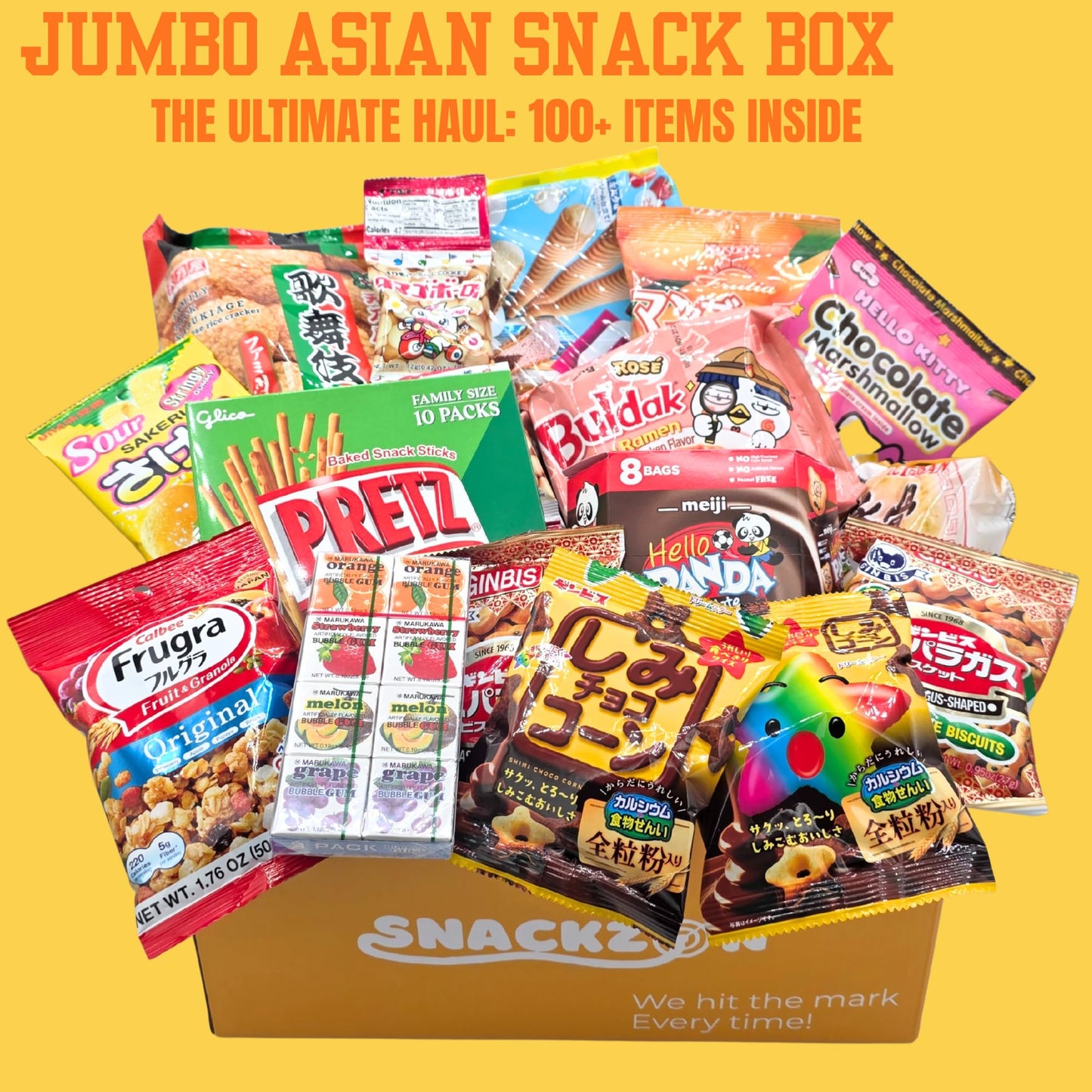 SNACKZON - Mega Variety Pack of Japanese & Korean Treats, Chips, Ramen, Candy & Cookies - Ultimate Gift Care Package for College Students, Office