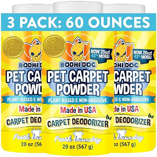 Bodhi Dog Natural Carpet Deodorizer Powder - Dry Pet Smell Eliminator & Urine Odor Remover - Loosens Fur & Dirt - Plant-Based Room Freshener