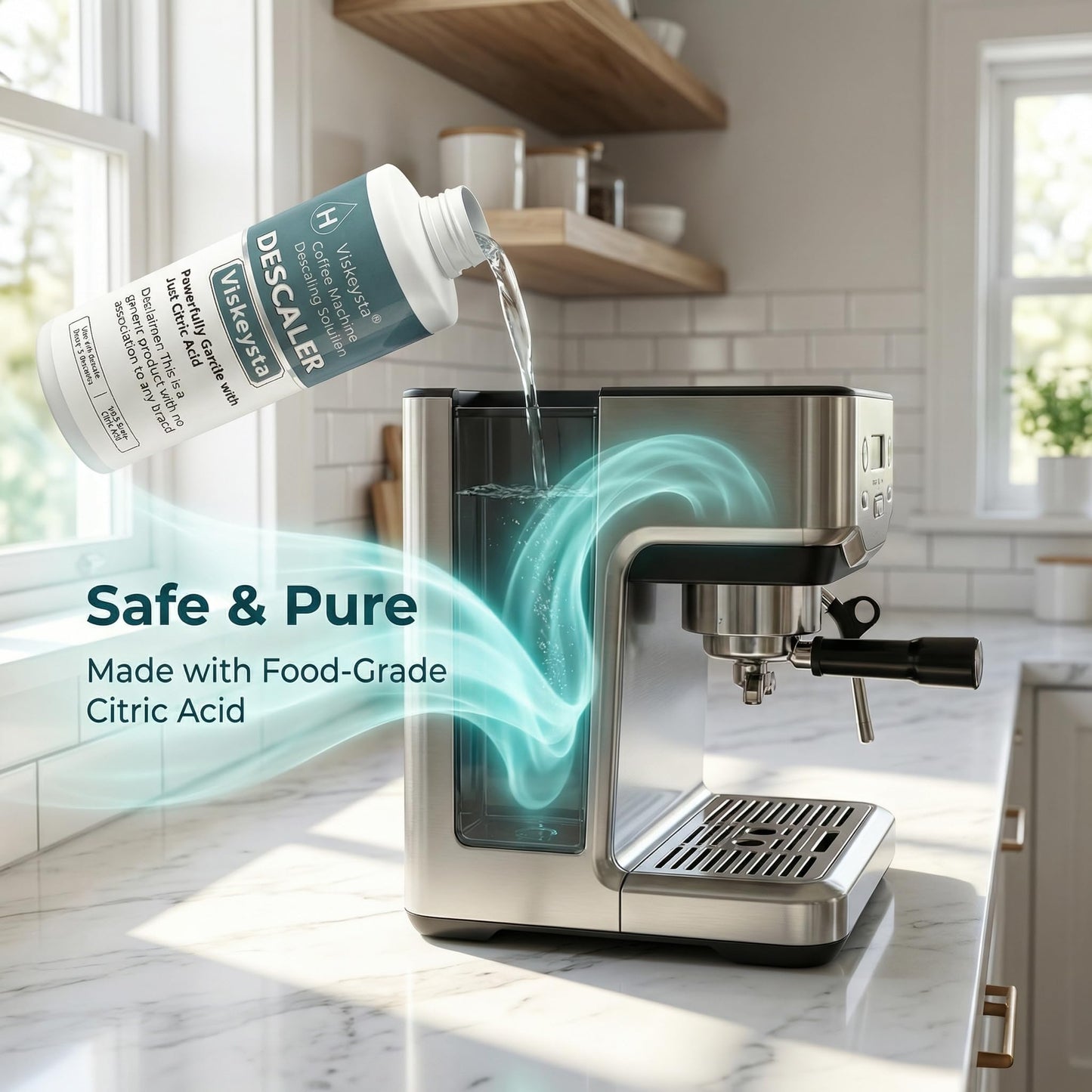 Viskeysta Gentle Descaling Solution, Compatible with Hamilton Beach Coffee Machines, 500ml Bottle for 4 Uses