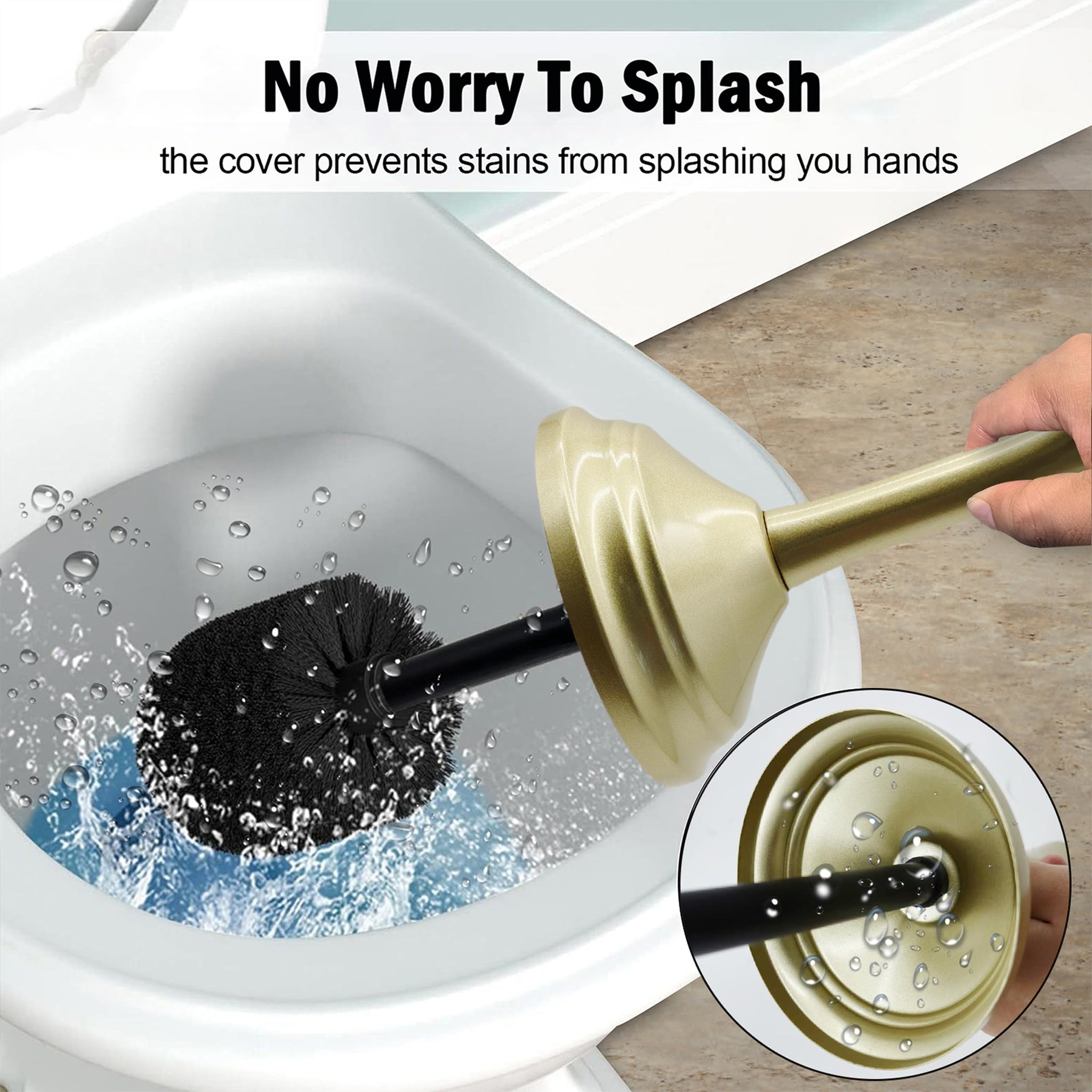 Vince Camuto Toilet Bowl Brush with Holder, Durable Bathroom Cleaning Tool, Modern Design for Easy Toilet Maintenance, Bathroom Cleaner Brush