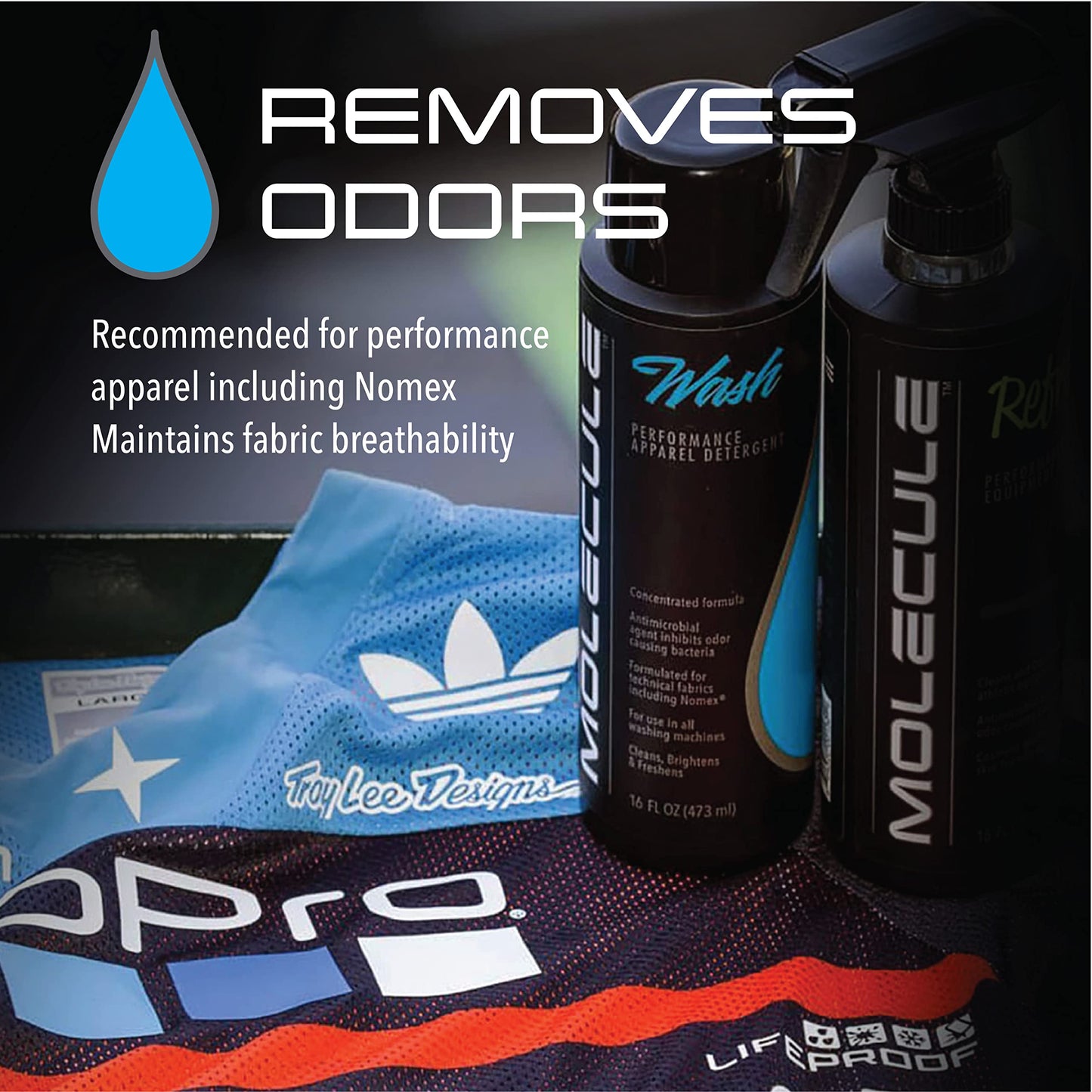 Molecule Wash Performance Apparel Detergent | Concentrated Liquid Laundry Soap for Technical Fabrics & Sports Gear | Fresh Scent | 16 Ounces