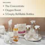 Branch Basics Premium Starter Kit in Glass: All Purpose Cleaner, Glass Cleaner, Bathroom Cleaner, Wash Bottle, and Laundry Bottle (3 Glass Spray