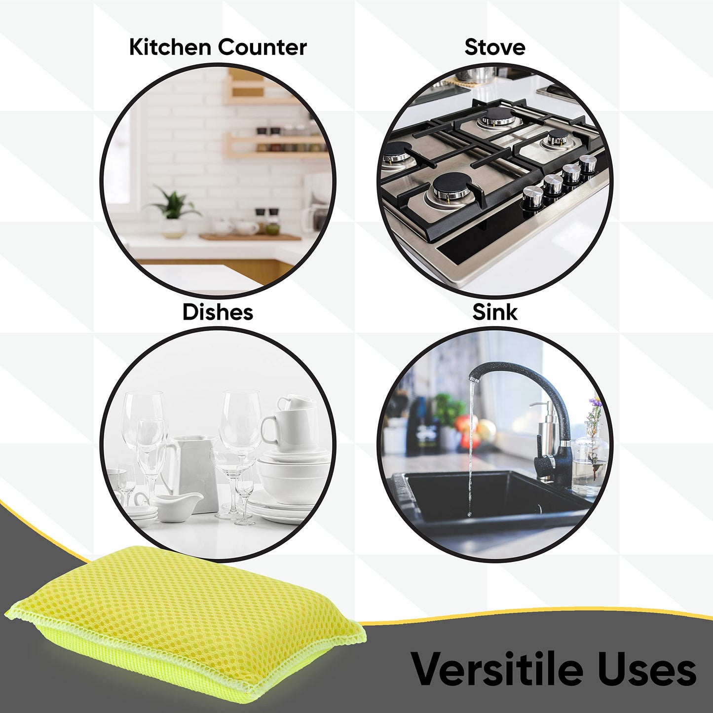 Microfiber Sponges for Dishes Kitchen Sponges Non-Scratch Sponge Dish Scrubber Heavy Duty Household Cleaning Sponges Multi-Purpose Cleaning Supplies