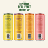 FRUGA Four Real Mix Sparkling Fruit Super Soda with Gut Health Benefits, Low Calorie, Low Sugar, Healthy Soda Variety Pack, 12oz Can (Pack of 12)