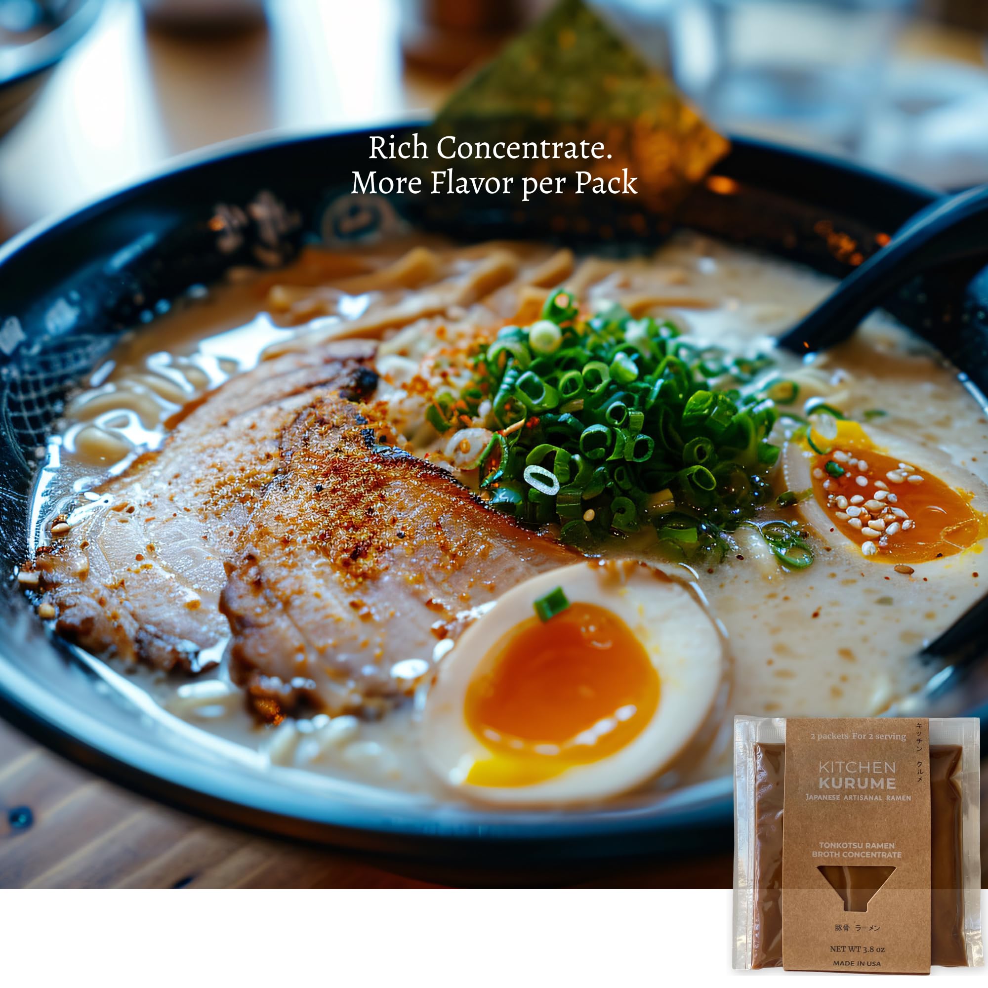 Kitchen Kurume® Tonkotsu Ramen Broth Concentrate (Pack of 6) & Miso Ramen Soup Base Concentrate (Pack of 4) Assorted, Made in USA, Japanese Ramen