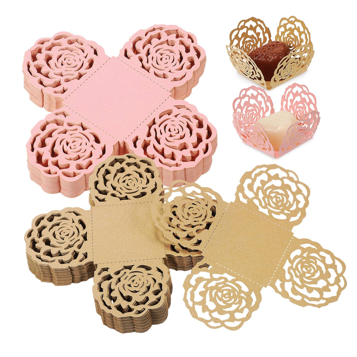 UTHCLO 100pcs Chocolate Wrappers Unique Design for Weddings Birthdays and Parties Decorative Mini Cupcake Liners for Candy Packaging and Presentation