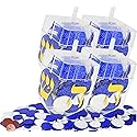 Jumbo Hanukkah Dreidel Filled with Chocolate Gelt Coins, Blue & Silver Gelt, Nut-Free Belgian Chocolate Half Dollar Coins, Chanukah Gelt, Kosher