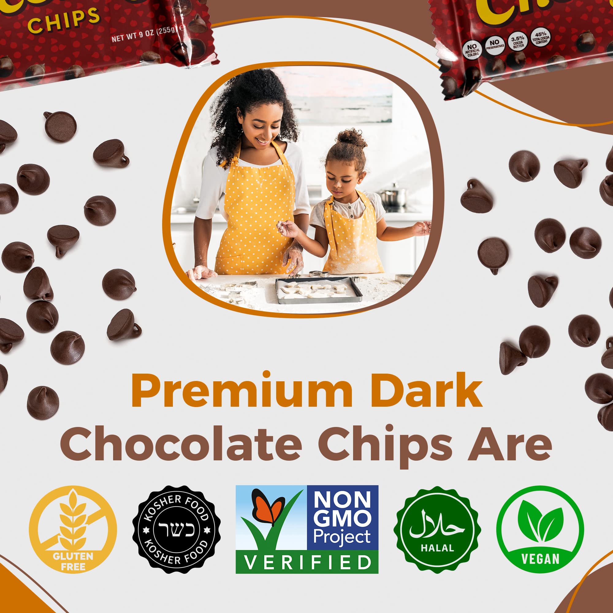 Lieber’s Vegan Semi-Sweet Real Chocolate Chips, 9 oz - Gluten Free, Dairy Free, Kosher Parve, Low Calorie Chocolate Chips for Baking (9 Oz Pack Of 3)
