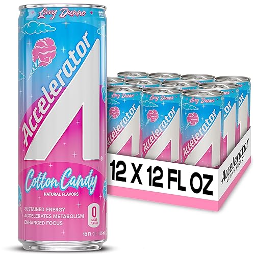Accelerator Energy Drink, Cotton Candy 12oz can (12 pack), Zero Sugar, Sustained Energy from 100% Natural Caffeine (200mg from Green Coffee Bean