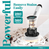 Rotashine Electric Spin Scrubber - Electric Scrubber for Cleaning with 7 Replaceable Heads - Full-Body Waterproof Tub Scrubber with Long Handle
