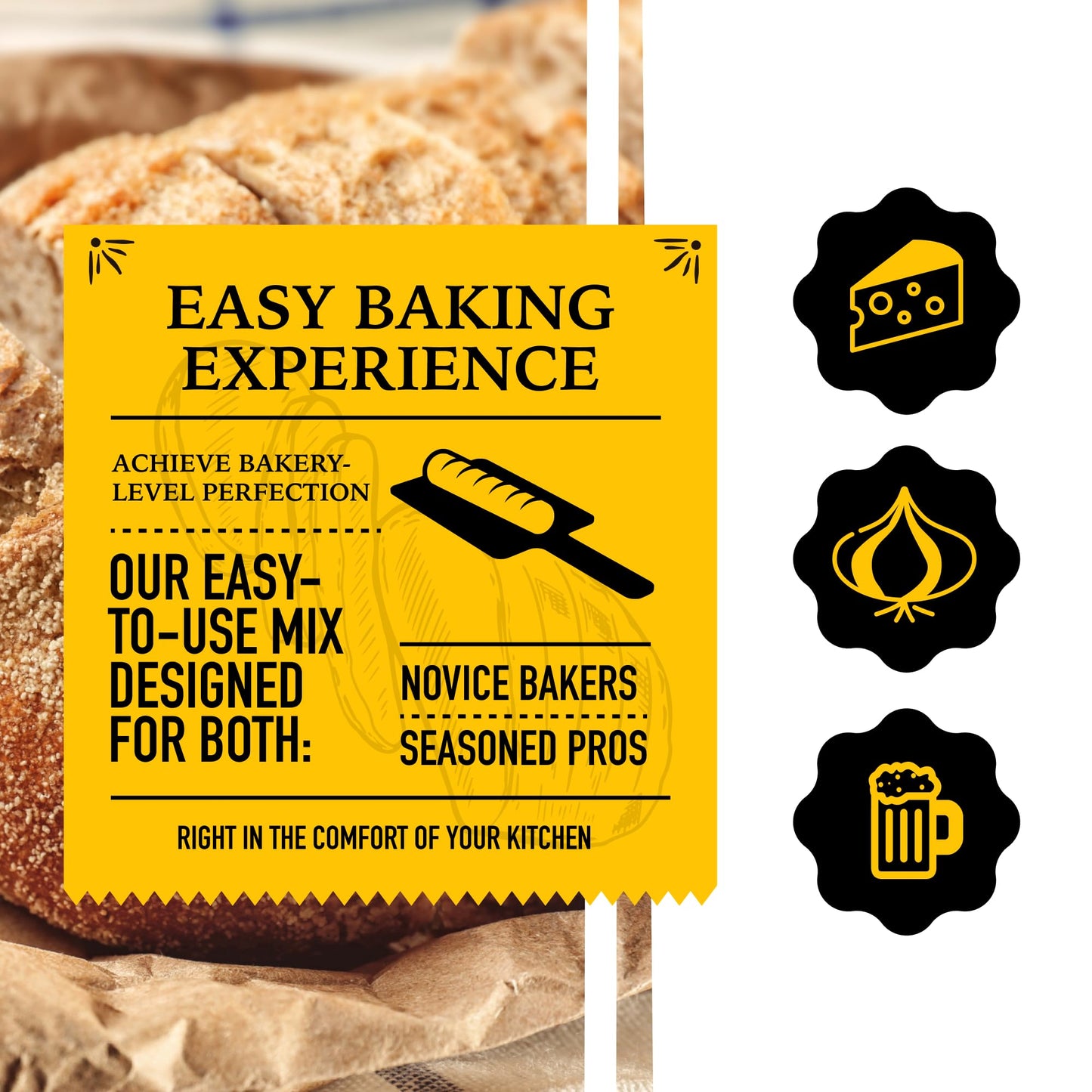 Just In Time Gourmet White Cheddar Cheese Beer Bread Mix, Easy-to-Bake Delight, Perfect for Potlucks, Ideal Gift, 1 Mix