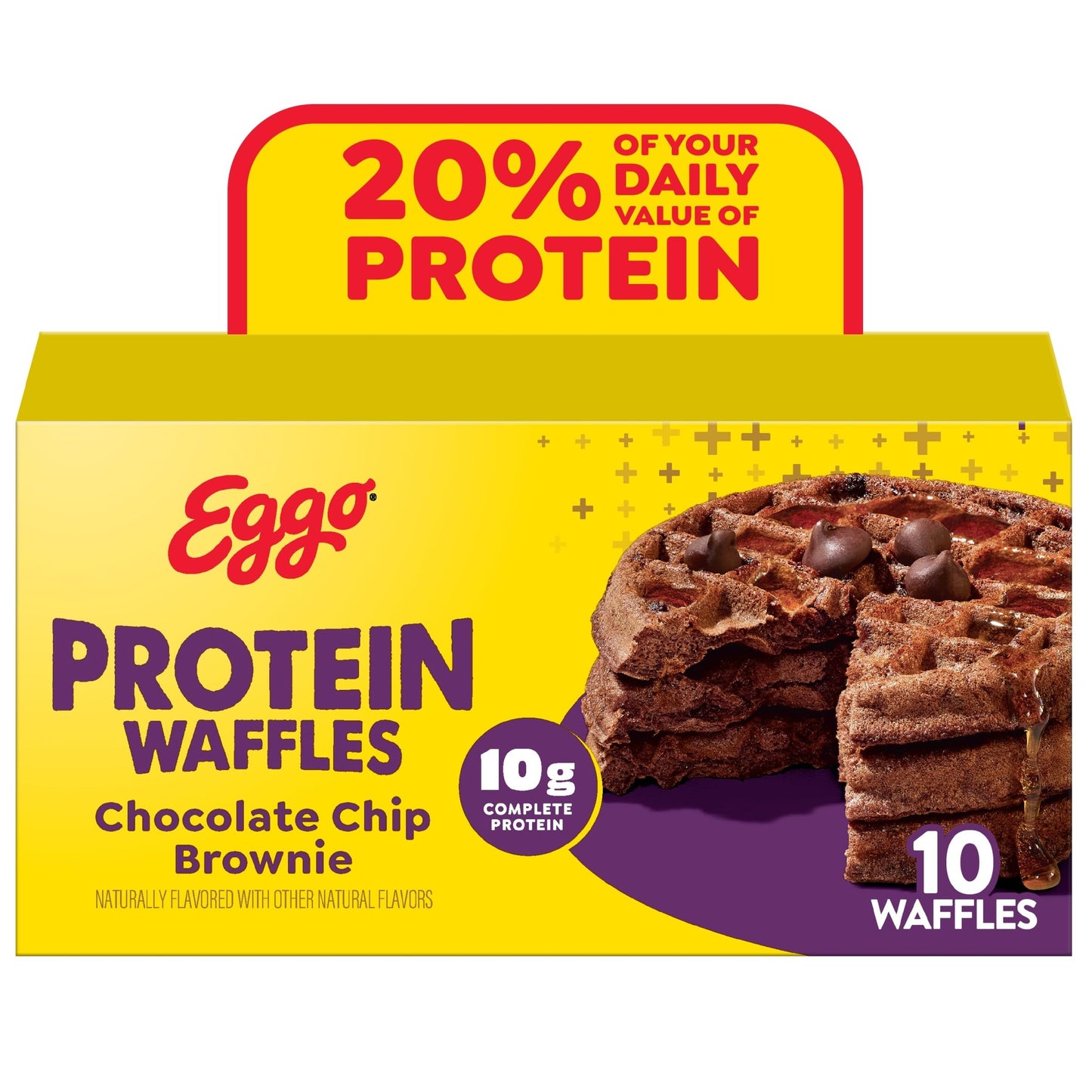 Eggo Protein Chocolate Chip Brownie Waffles, Breakfast Food, Protein Snacks, 10 Waffles (Frozen)